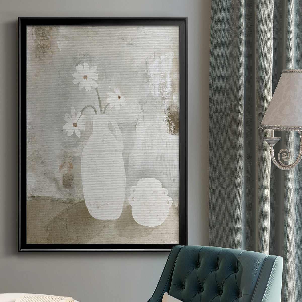 Sunday Blooms - Modern Framed Canvas Print