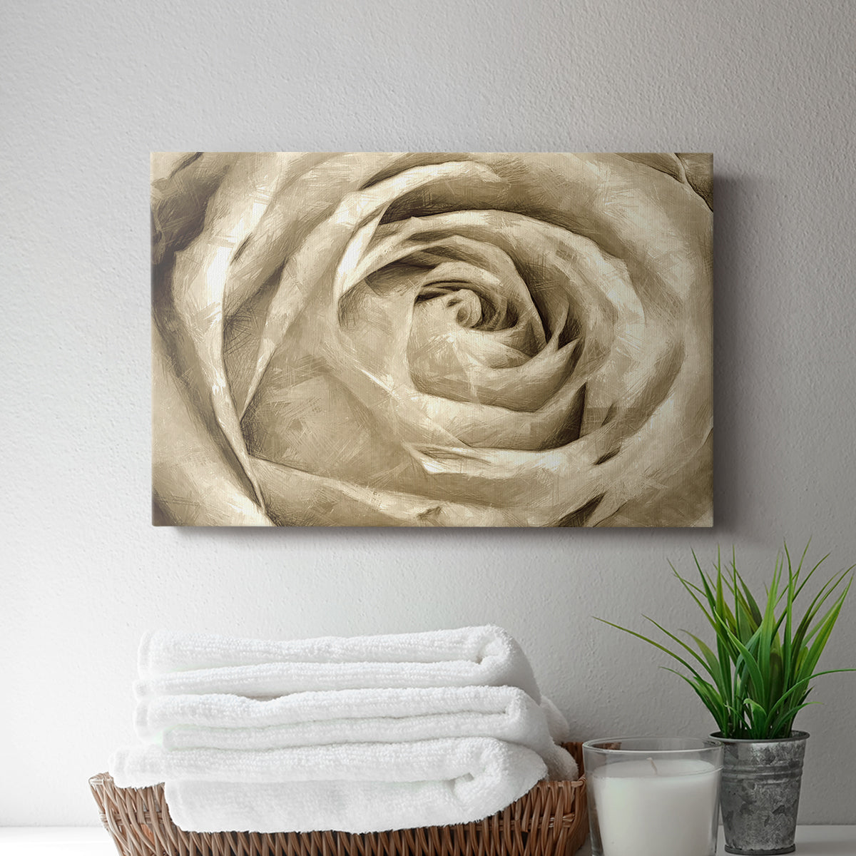 Neutral Wall Flower IV - Canvas Art Print