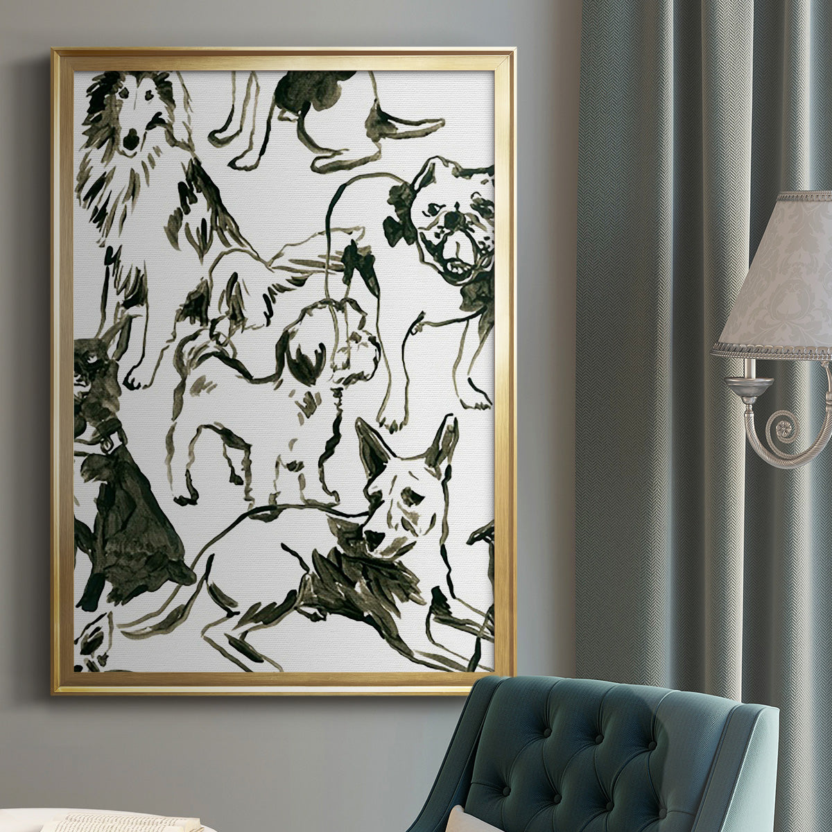 Canine Collage I - Modern Framed Canvas Print