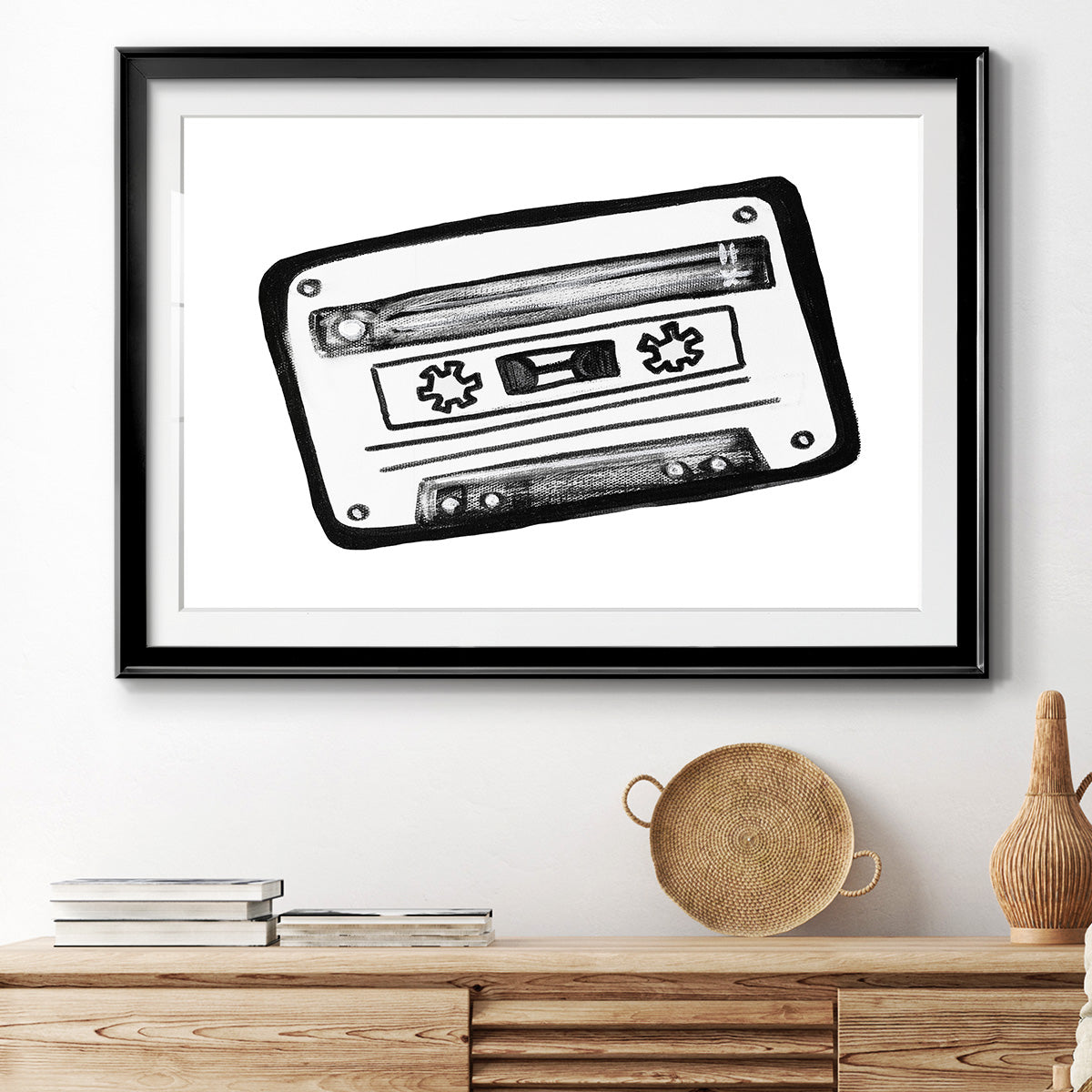 Cassette Sketch Premium Framed Print - Ready to Hang