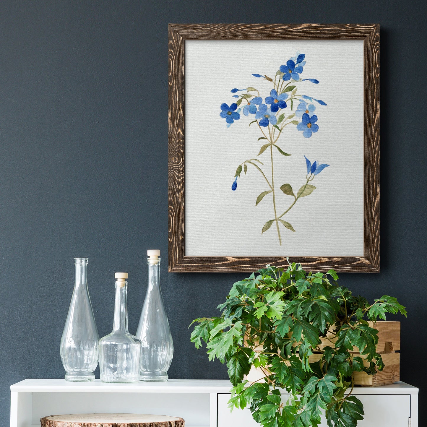 Blue Blossom Botanical II - Premium Canvas Framed in Barnwood - Ready to Hang