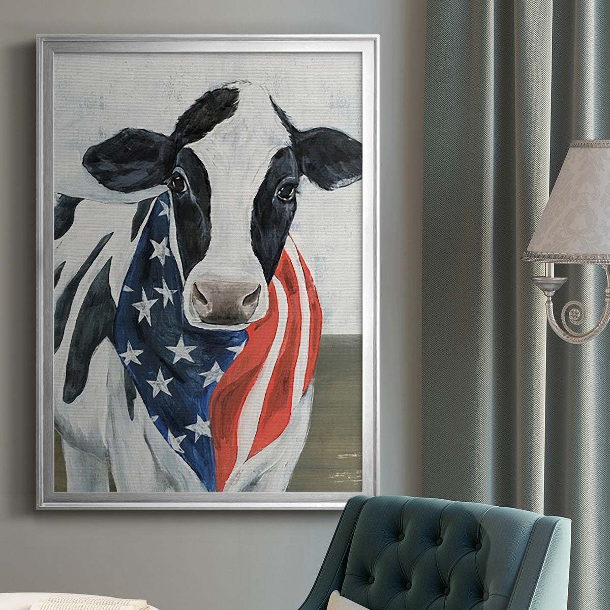 American Cow II - Modern Framed Canvas Print