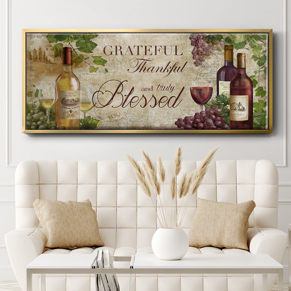 Grateful Wine - Floater Framed Canvas Print