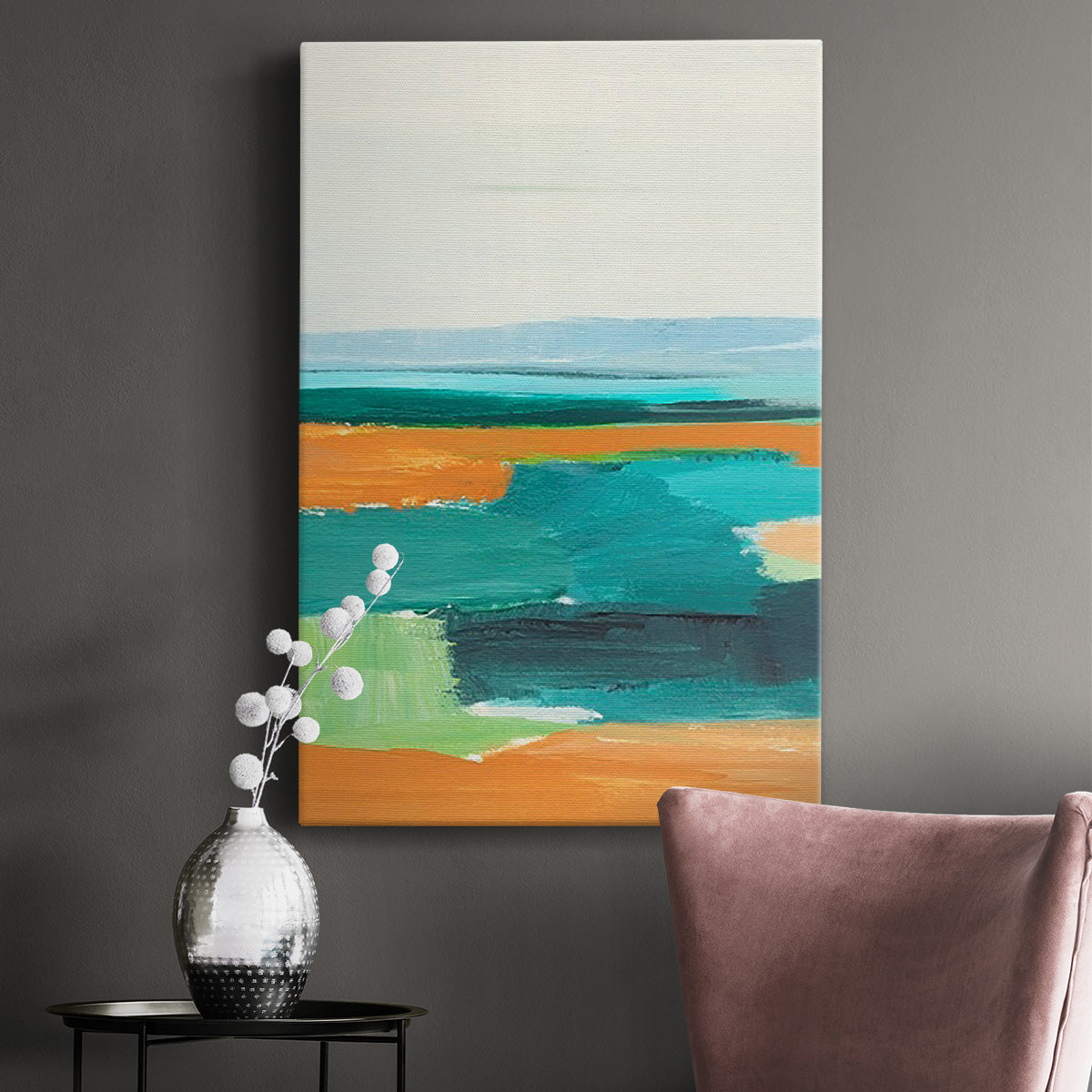 Aqua and Orange I Premium Gallery Wrapped Canvas - Ready to Hang