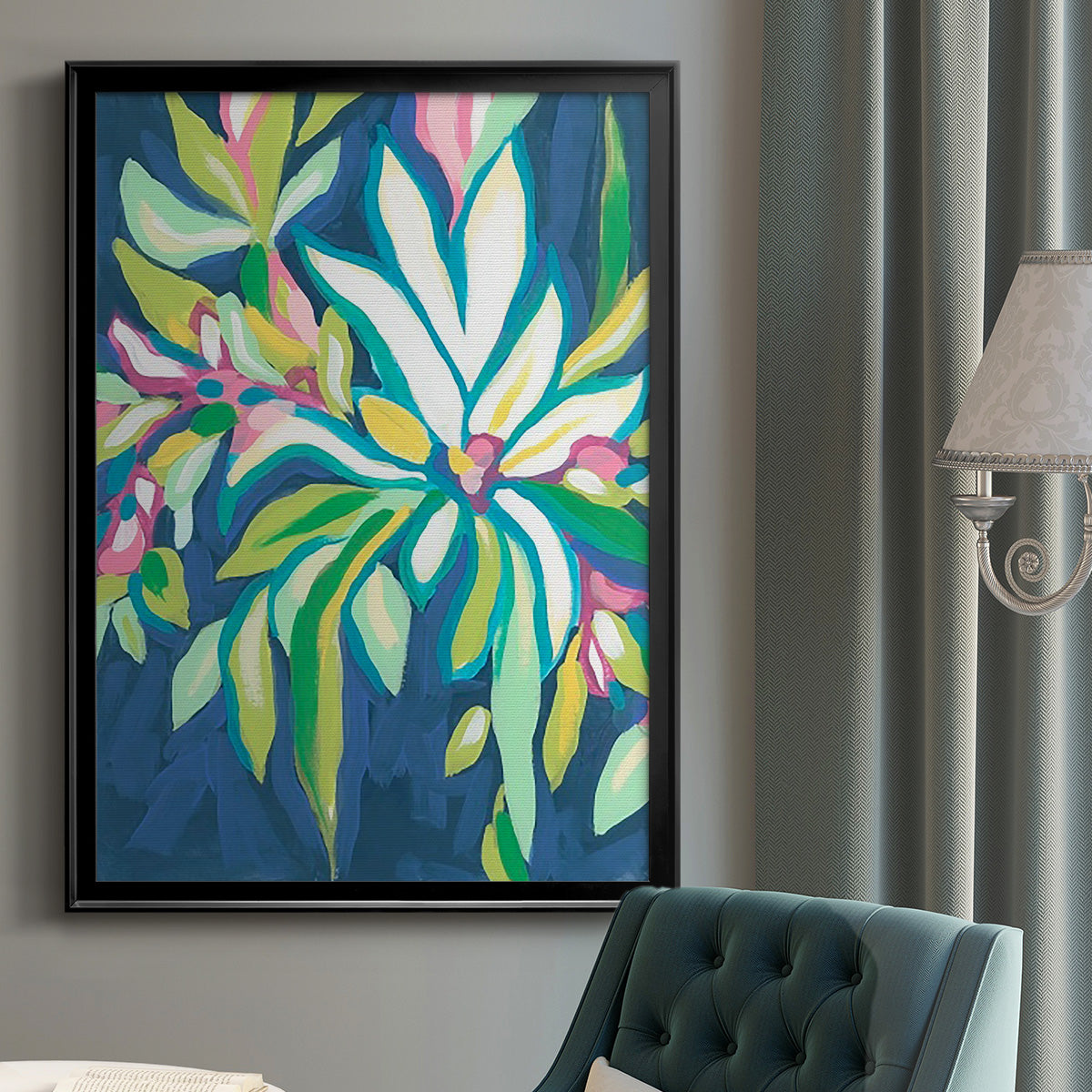 Blue Tropics IV - Modern Framed Canvas Print