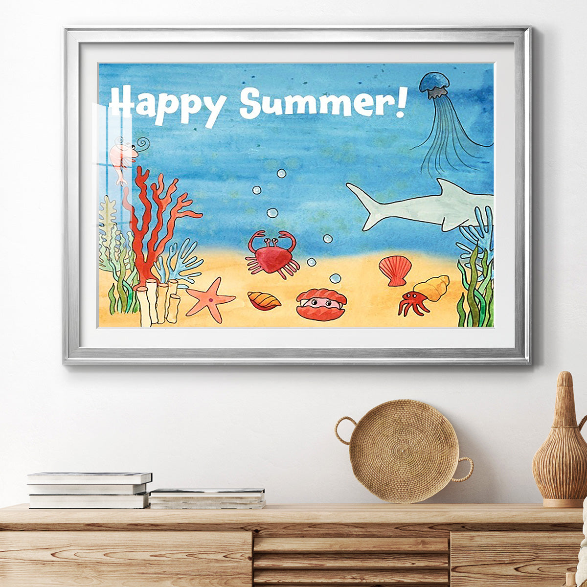 Cute Sea Creatures I - Modern Framed Art Print