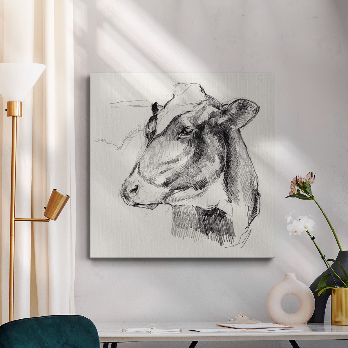 Holstein Portrait Sketch II - Canvas Art Print