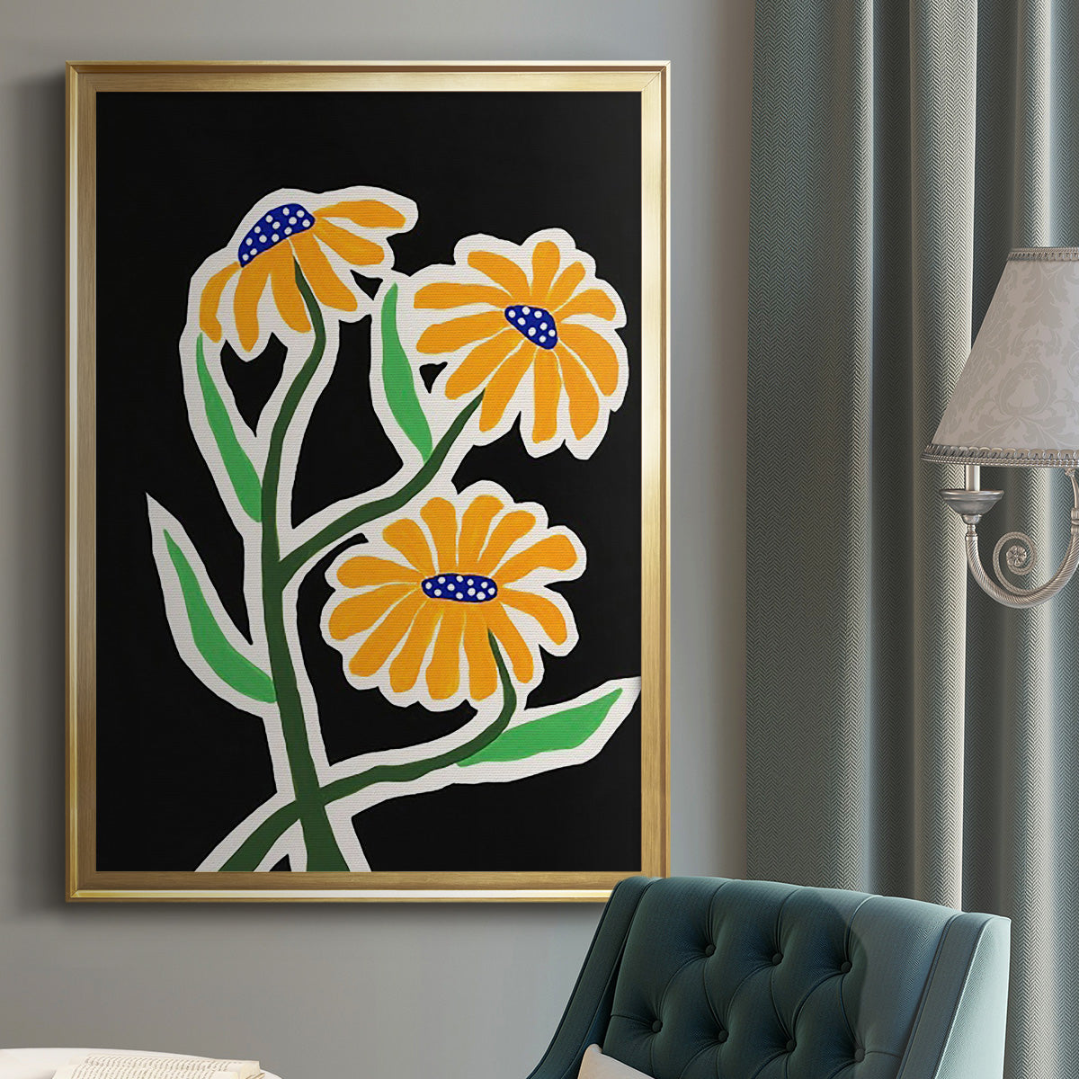 Pop Flowers I - Modern Framed Canvas Print