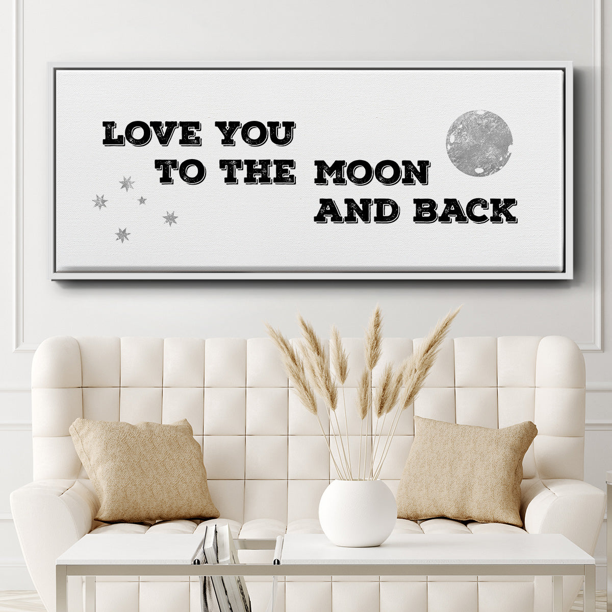 To the Moon and Back - Floater Framed Canvas Print
