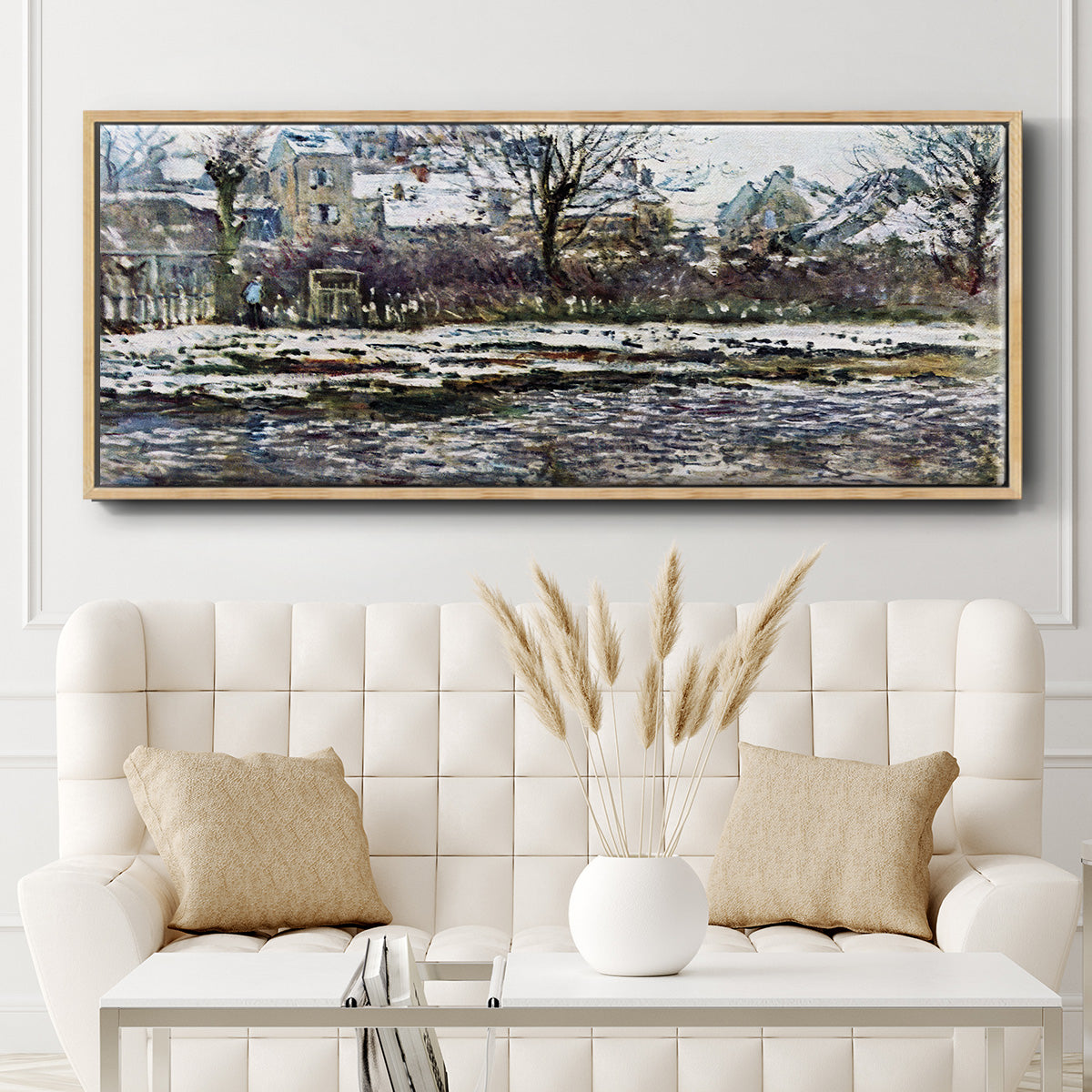Snow in Vétheuil - Floater Framed Canvas Print
