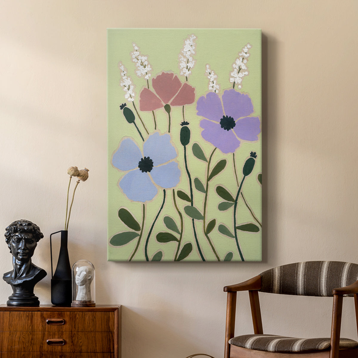 Woodblock Floral III - Canvas Art Print