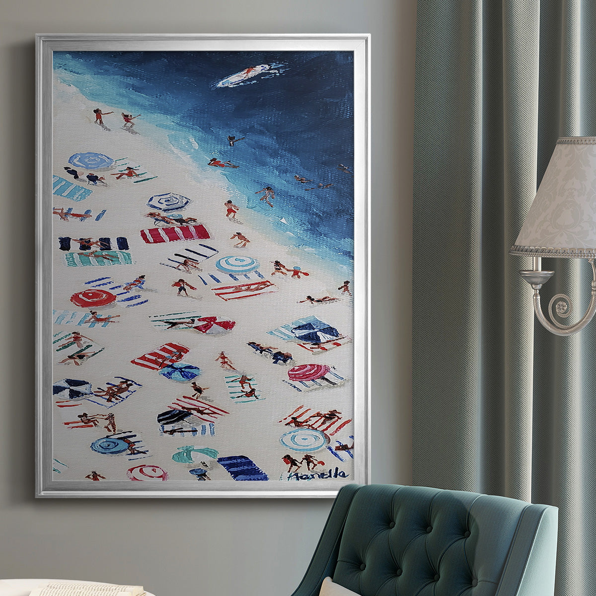 Break out Beach - Modern Framed Canvas Print