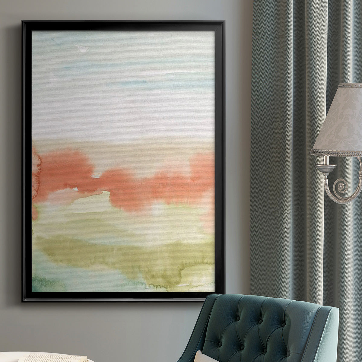 Blushing Sunrise I - Modern Framed Canvas Print