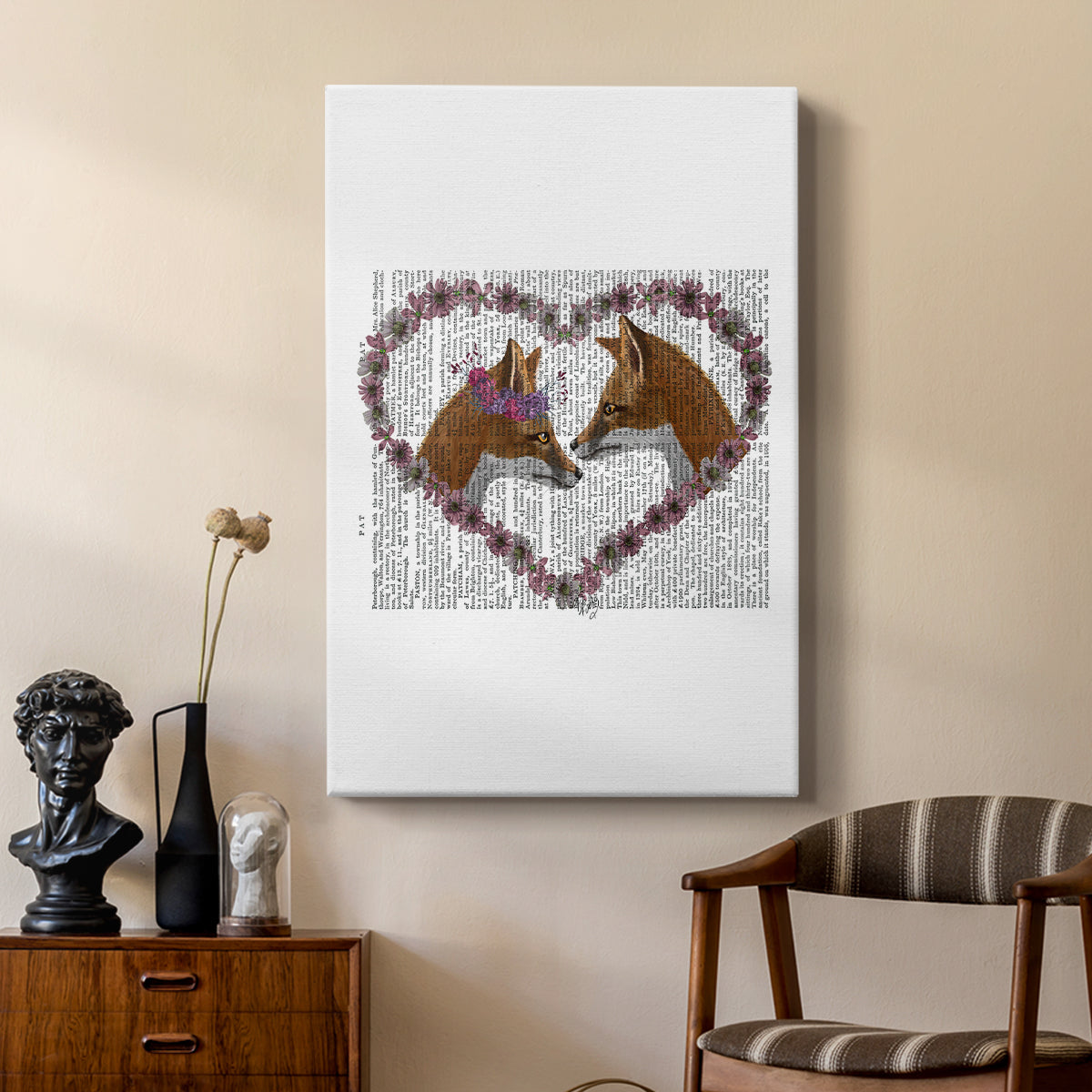 Foxes in Flowers - Canvas Art Print