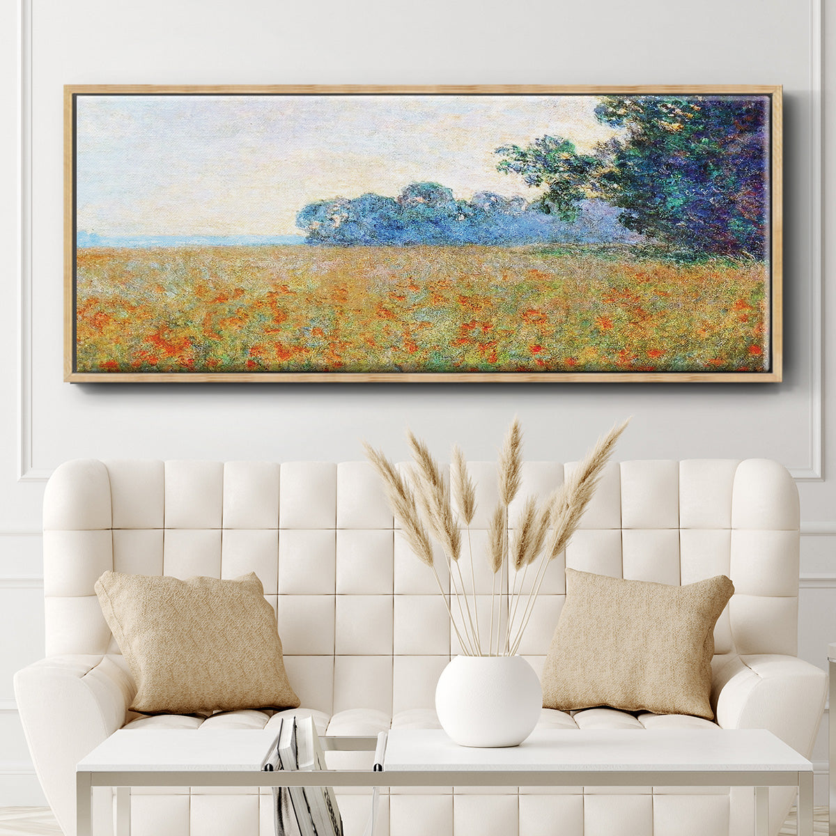 Oat and Poppy Field, 1890 - Floater Framed Canvas Print