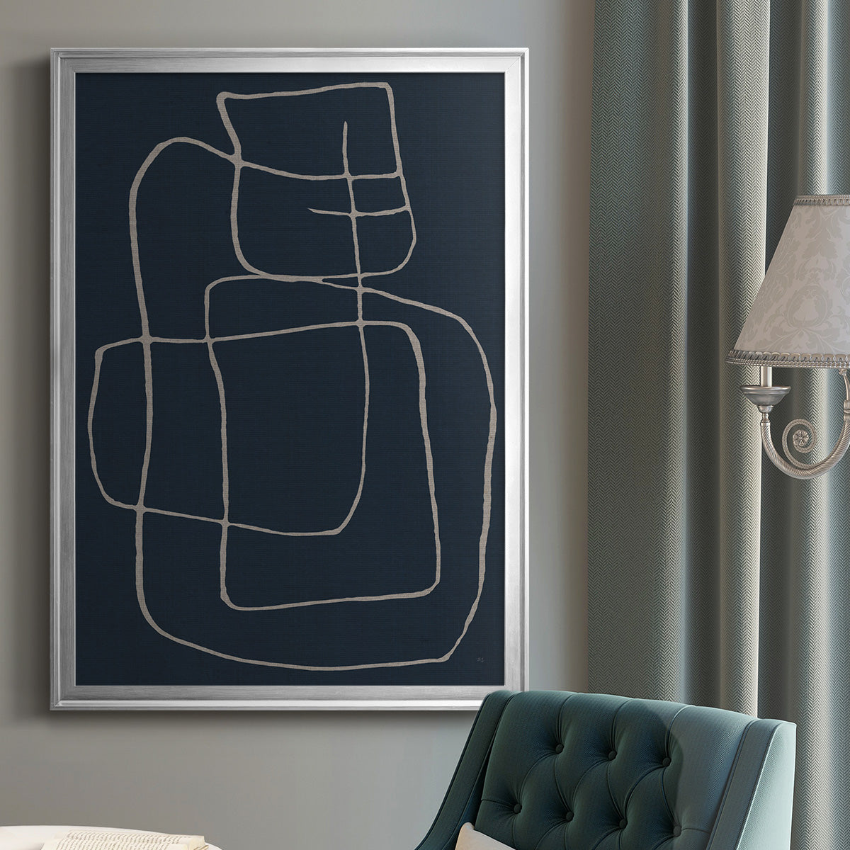Shapes and Night Sky II - Modern Framed Canvas Print