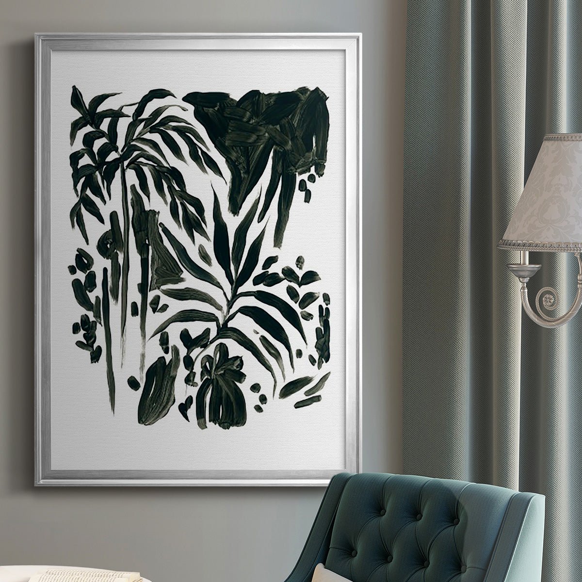 Ink Jungle II - Modern Framed Canvas Print