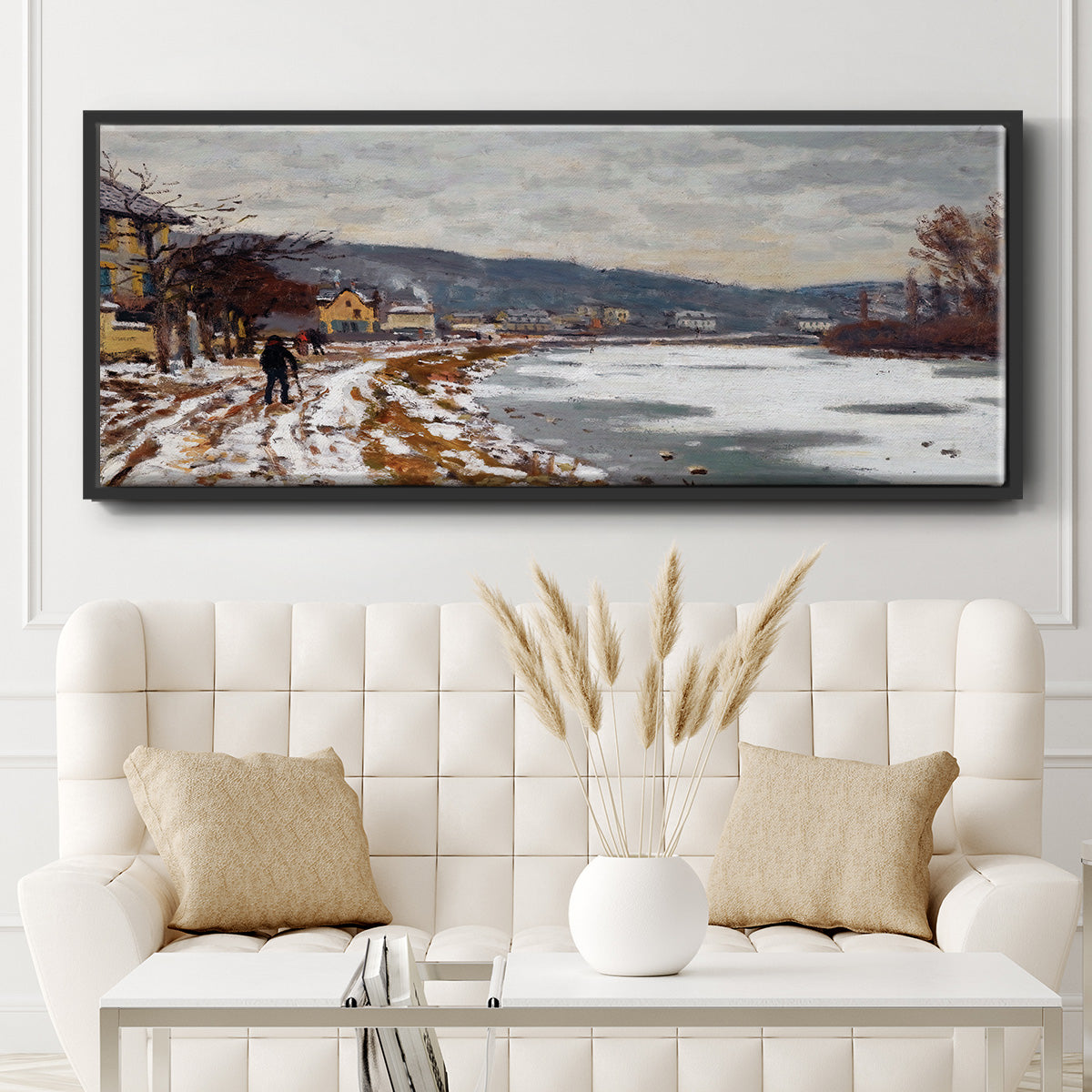 The Seine at Bougival, 1869 - Floater Framed Canvas Print