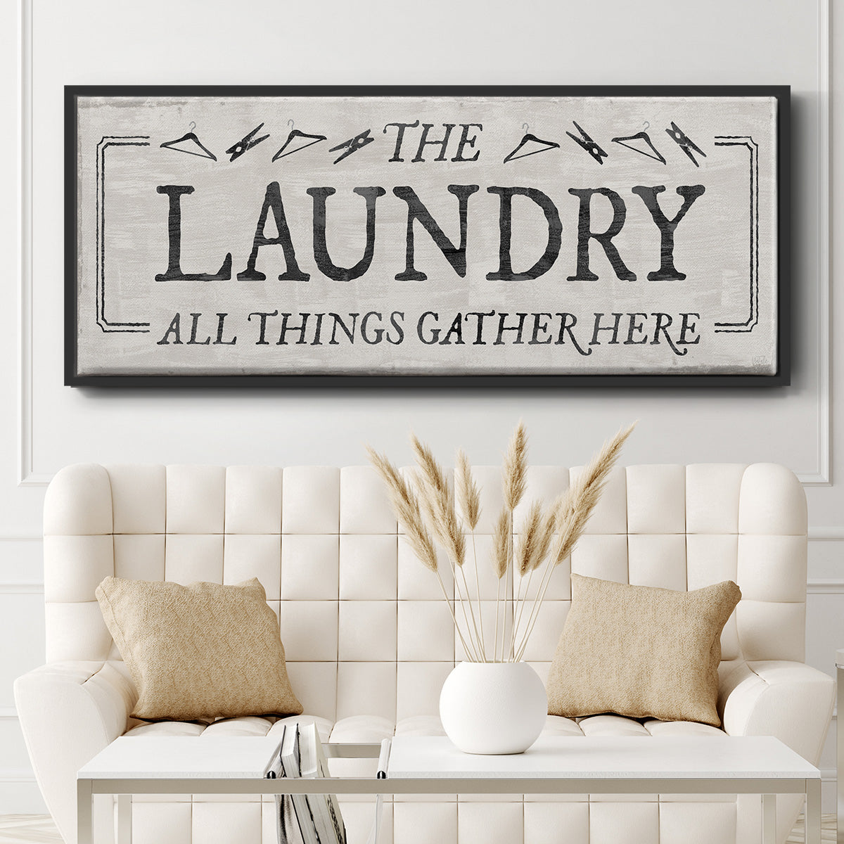 Laundry Gathers - Floater Framed Canvas Print