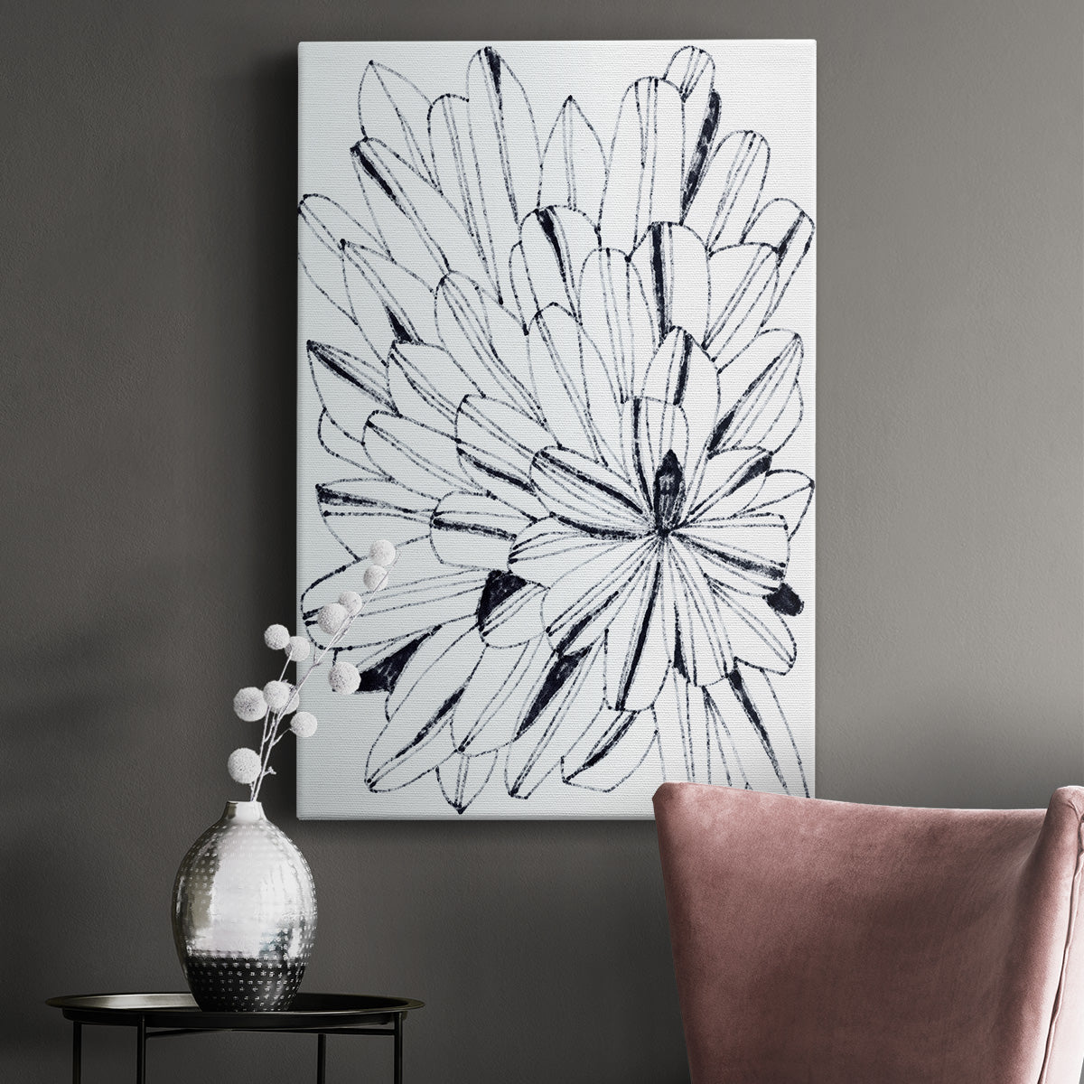 Monochrome Kaleidoscope II Premium Gallery Wrapped Canvas - Ready to Hang