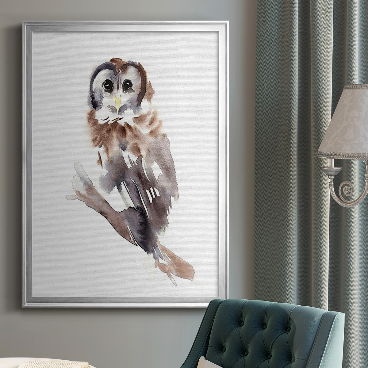 Barred Owl Impressions II - Modern Framed Canvas Print