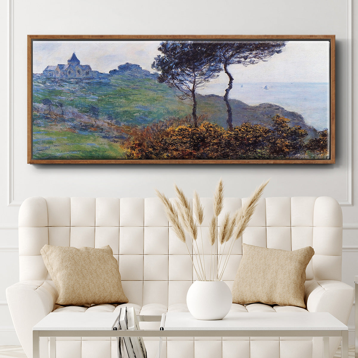 The Church at Varengaville, Grey Weather, 1882 - Floater Framed Canvas Print