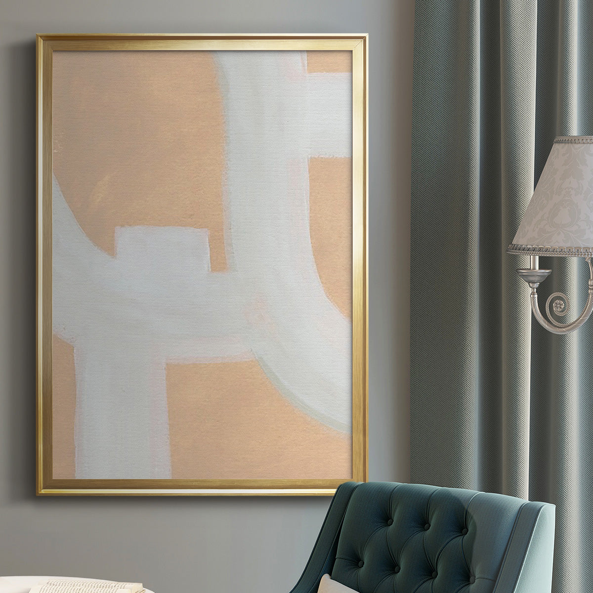 Neutral Winding Paths II - Modern Framed Canvas Print
