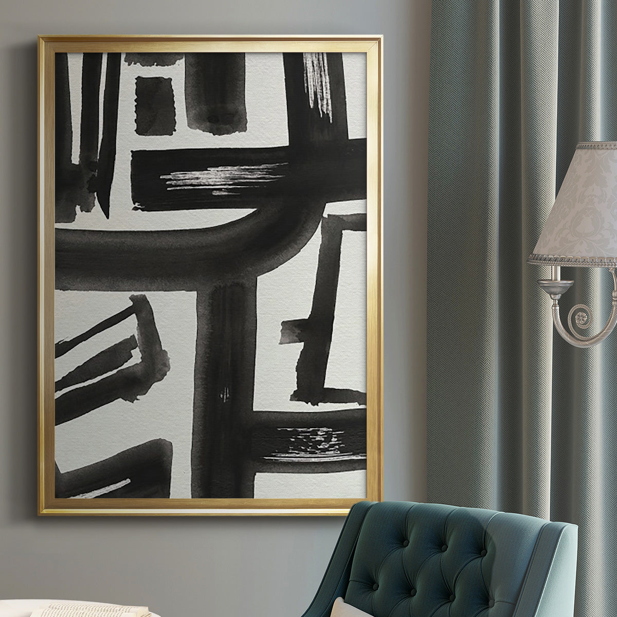 Inkwell Intersect II - Modern Framed Canvas Print