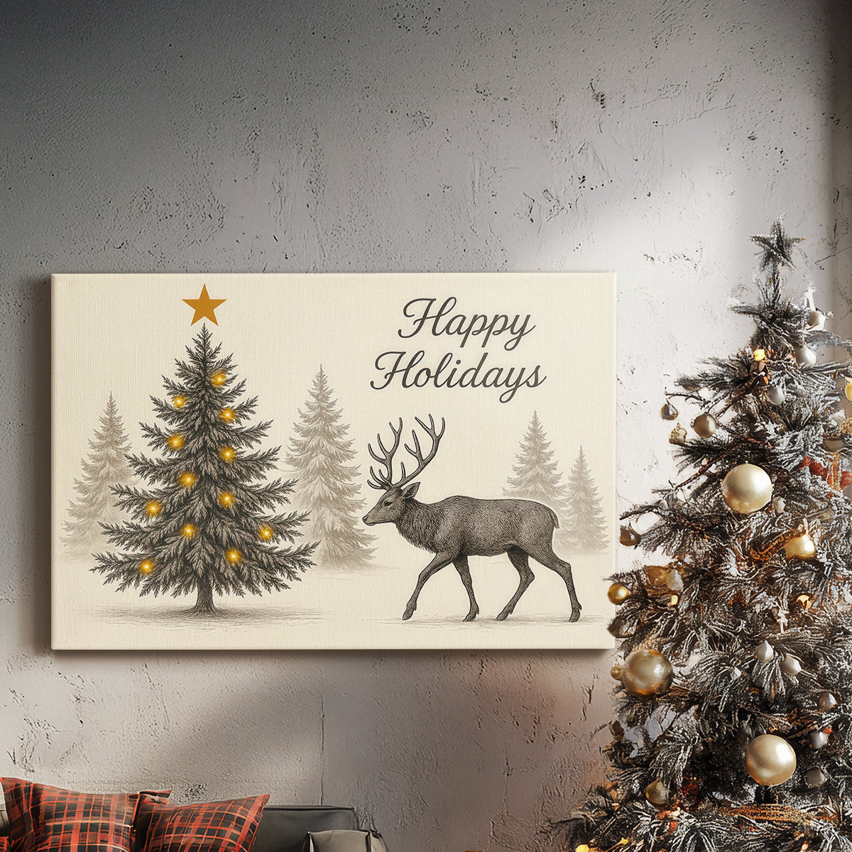 Tinsel-Gold Nativity Carol - Canvas Art Print