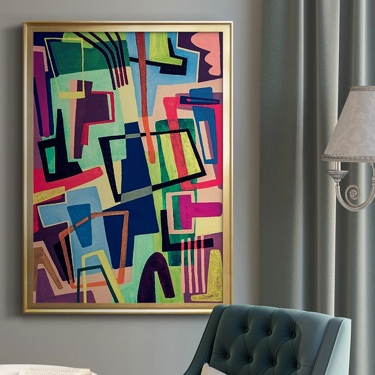 Connected Colors II - Modern Framed Canvas Print