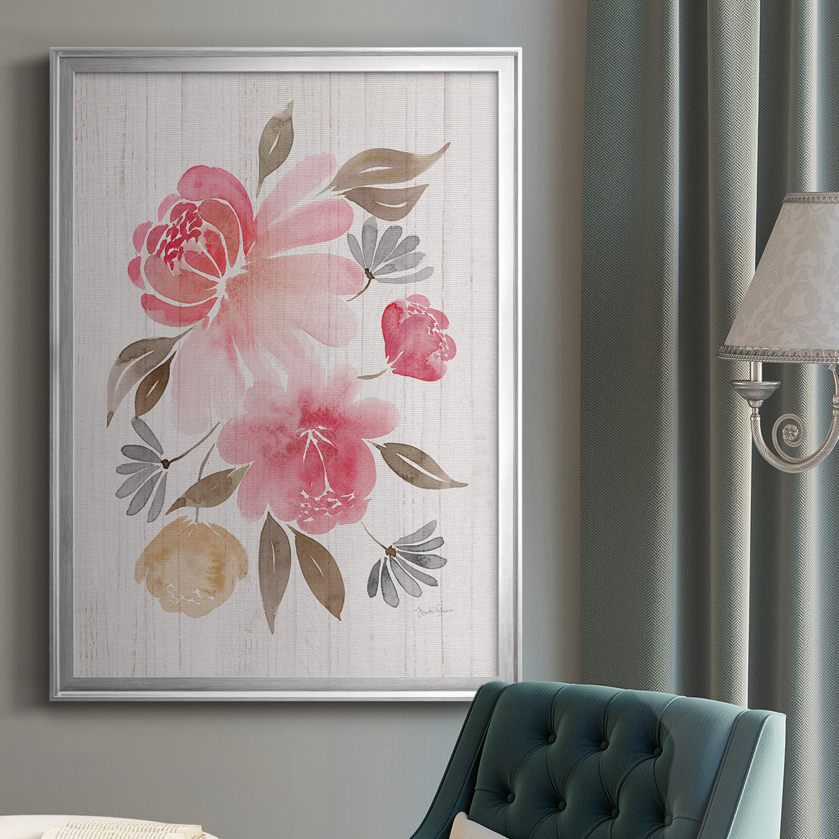 Loose Peonies II - Modern Framed Canvas Print