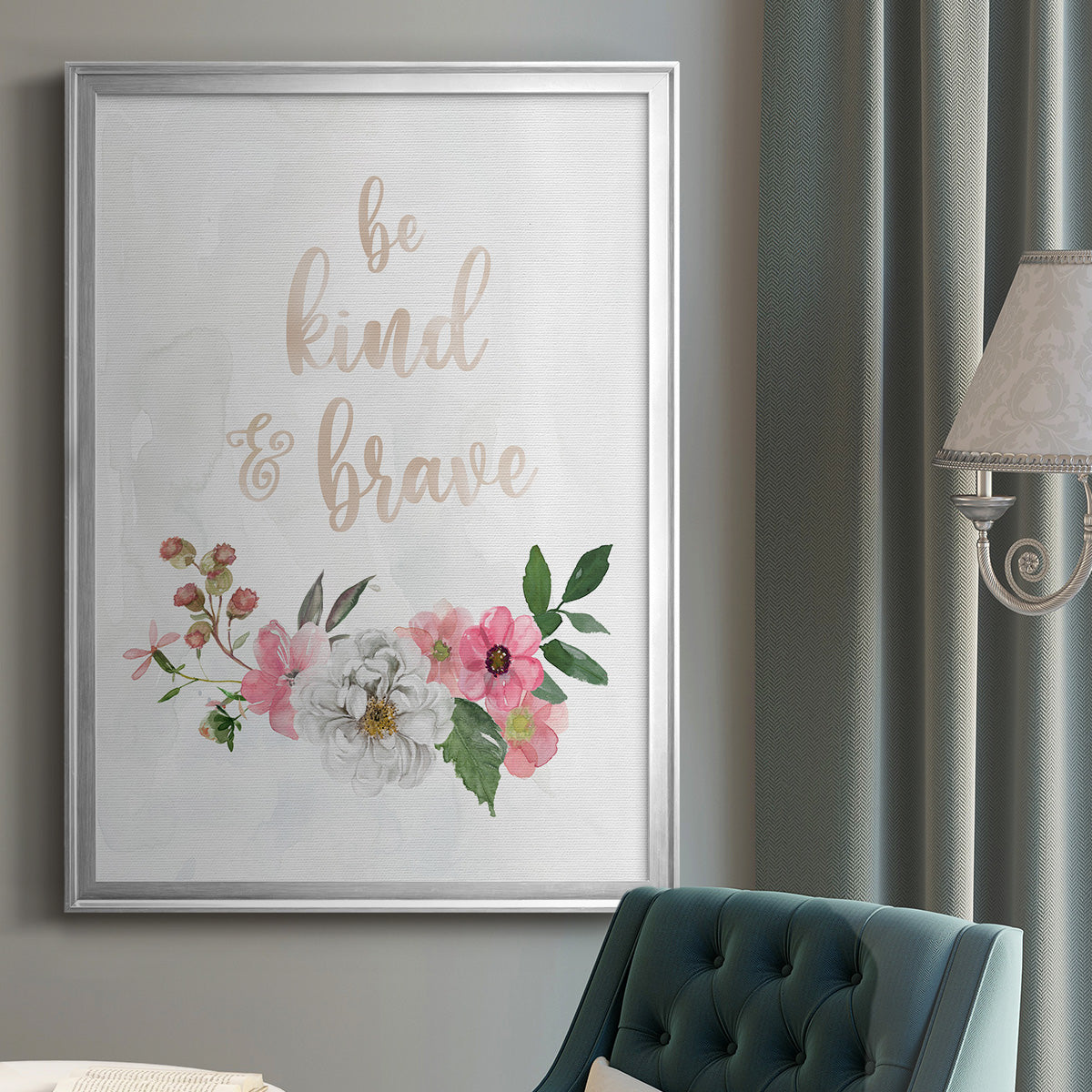 Be Kind and Brave - Modern Framed Canvas Print