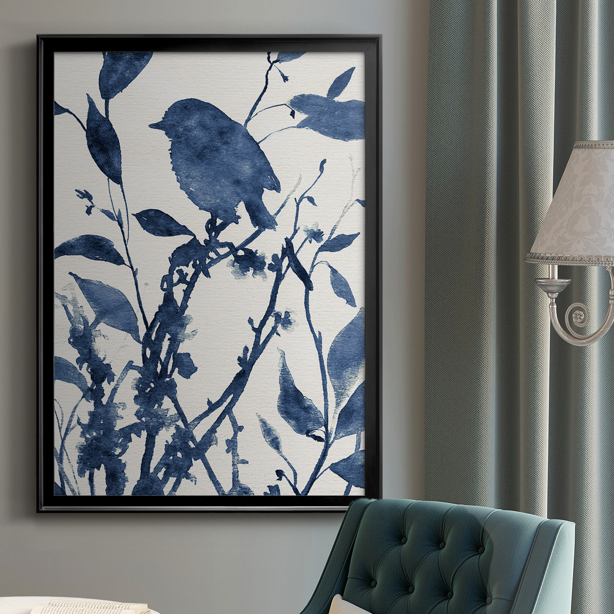 Bluebird Silhouette II - Modern Framed Canvas Print