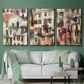 Stacked Houses I - Framed Premium Gallery Wrapped Canvas L Frame 3 Piece Set - Ready to Hang