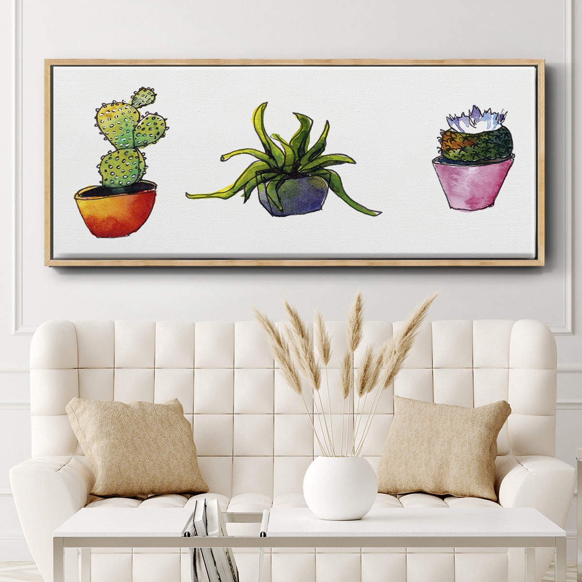 Vibing Succulents I - Floater Framed Canvas Print