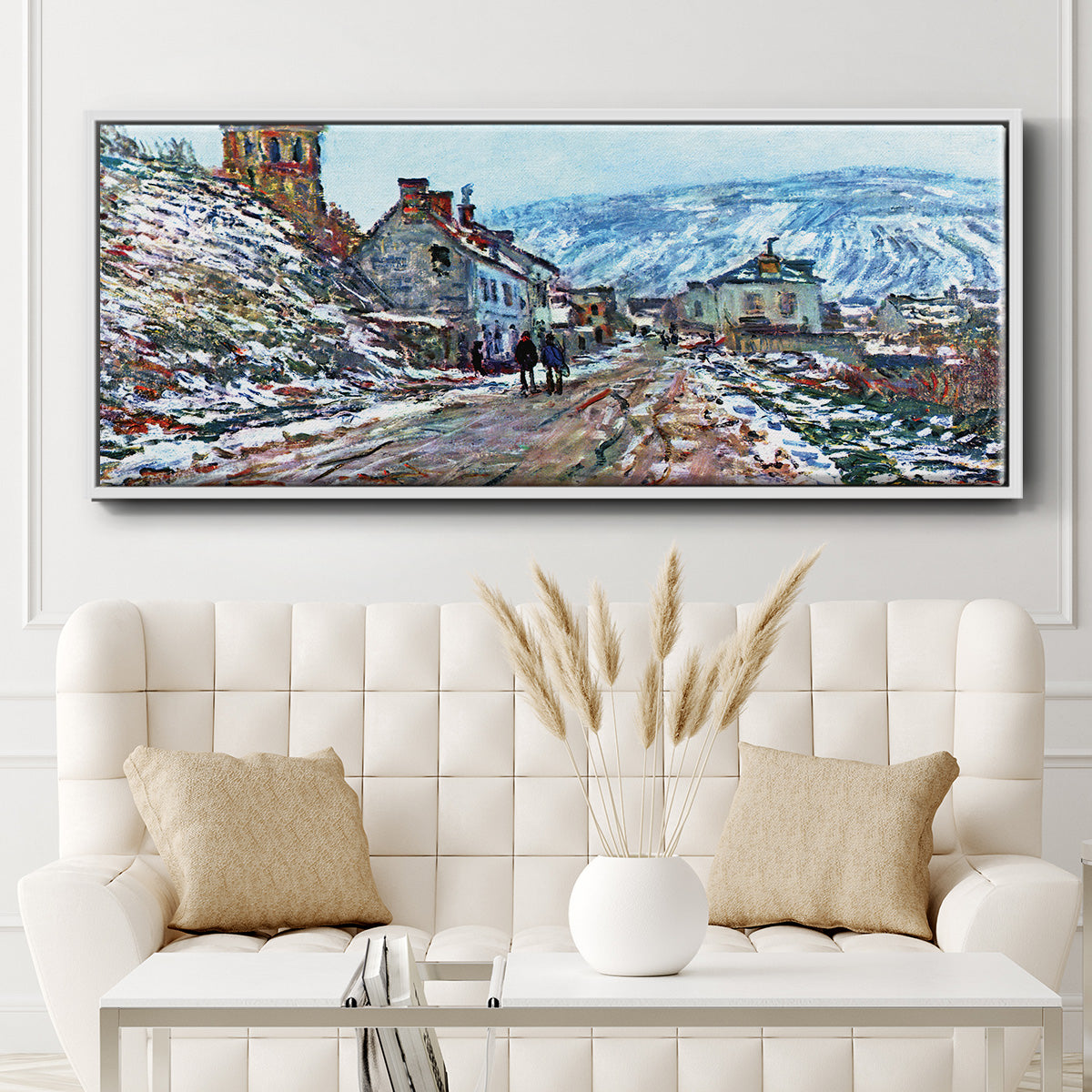 Road to Vétheuil in Winter - Floater Framed Canvas Print