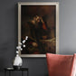 Classical religious portrait of Paul the Apostle by Rembrandt van Rijn in an ornate champagne frame displayed in a dark-toned interior setting.