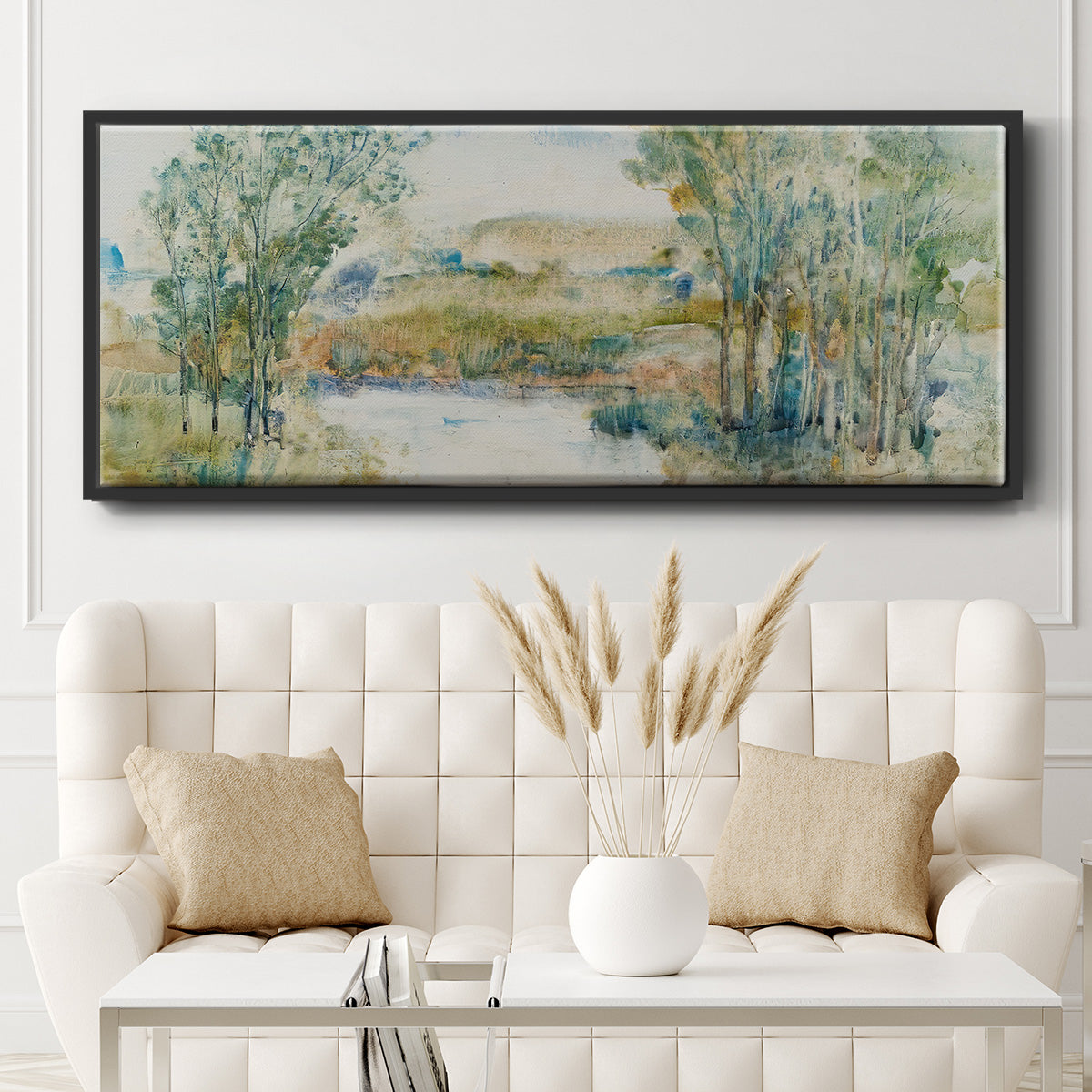 Trees on the Creek I - Floater Framed Canvas Print