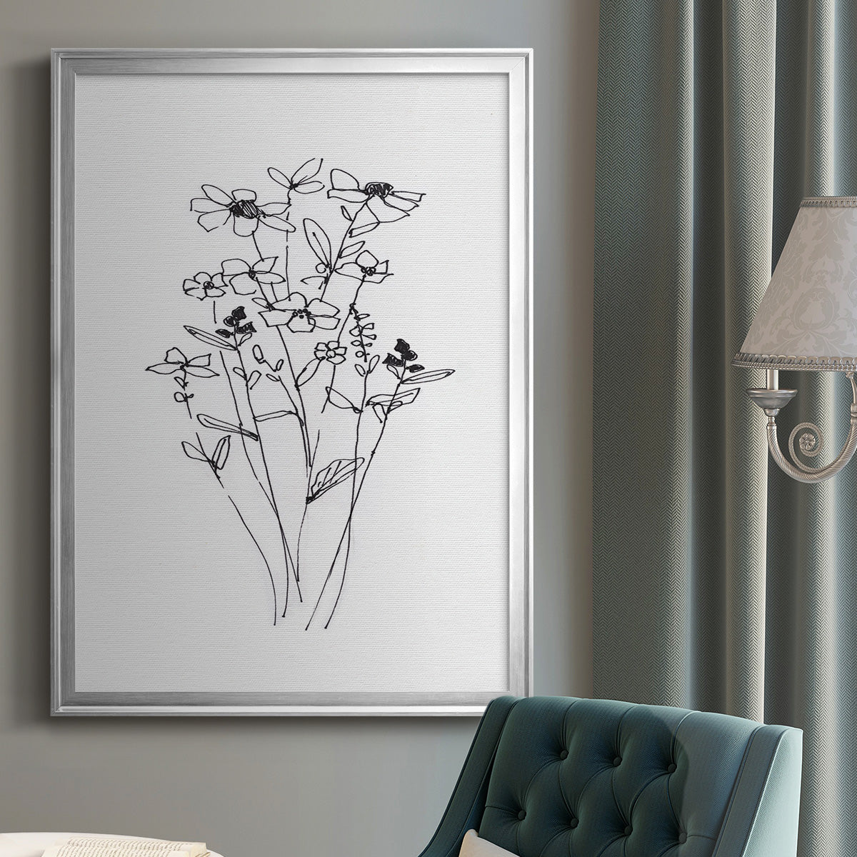 Farmhouse Plants I - Modern Framed Canvas Print