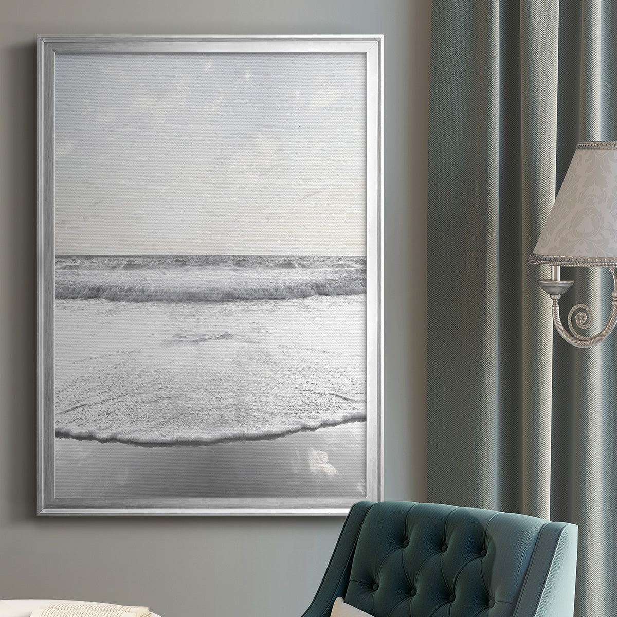 Serene Shore - Modern Framed Canvas Print