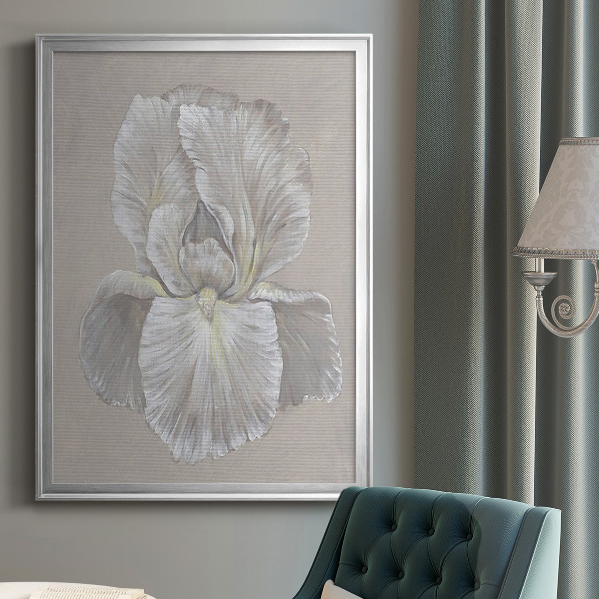 White Iris I - Modern Framed Canvas Print