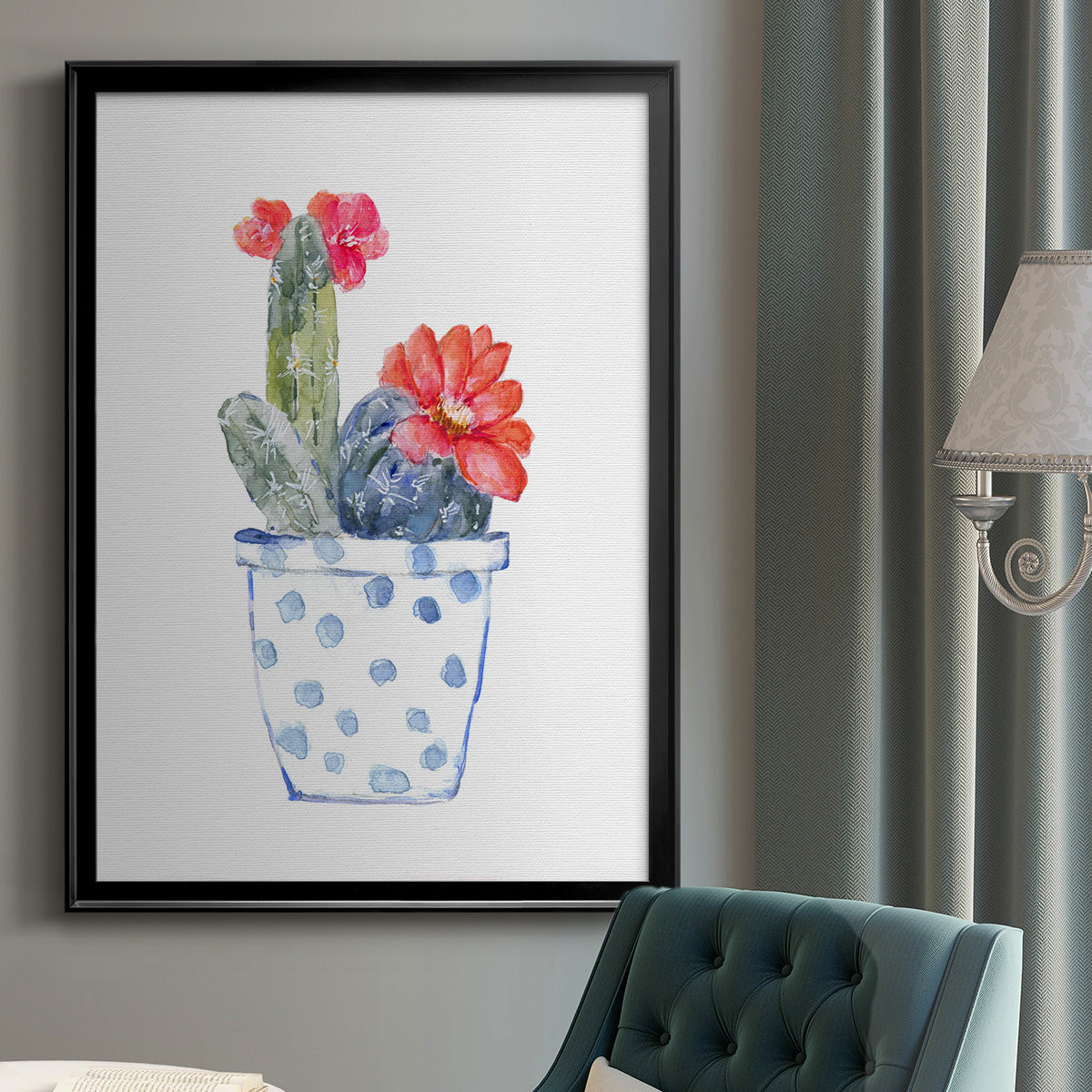 Cactus and Succulent Blooms II - Modern Framed Canvas Print