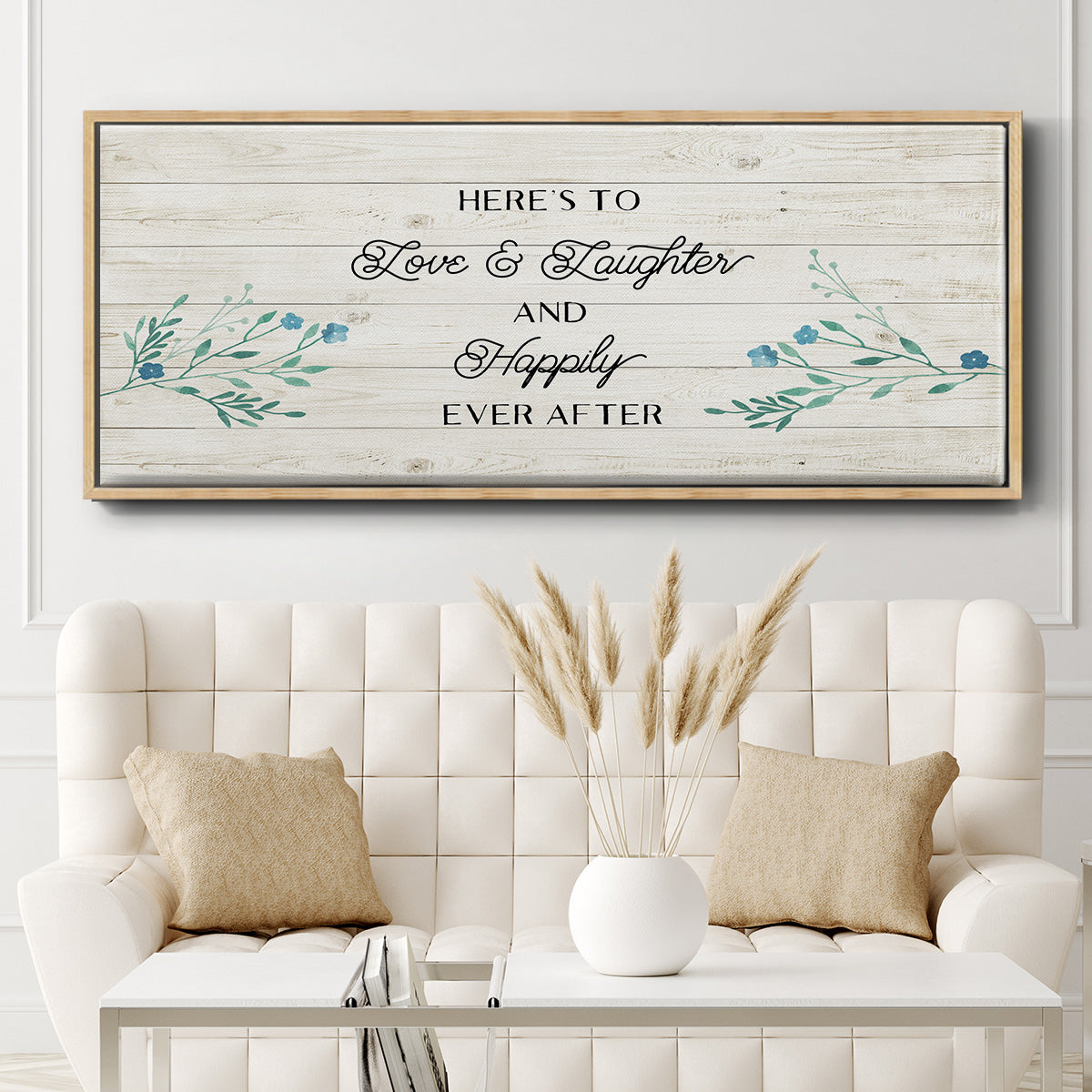Floral Happily - Floater Framed Canvas Print