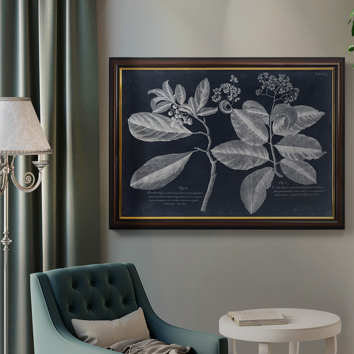 Foliage on Navy IV Premium Framed Canvas- Ready to Hang