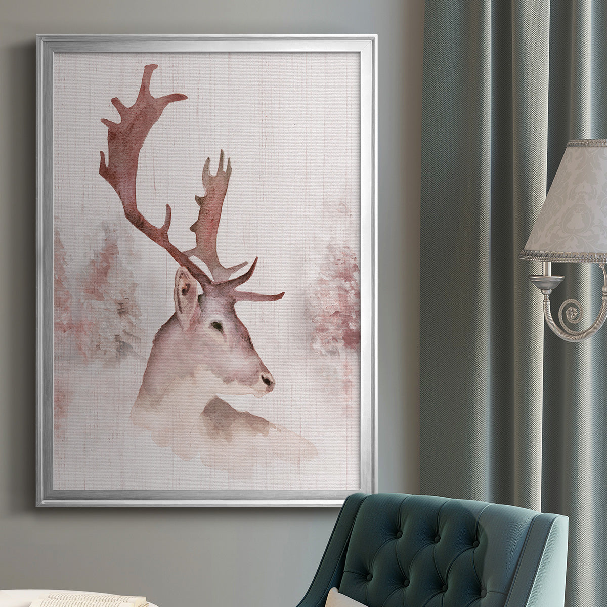 Blush Deer - Modern Framed Canvas Print