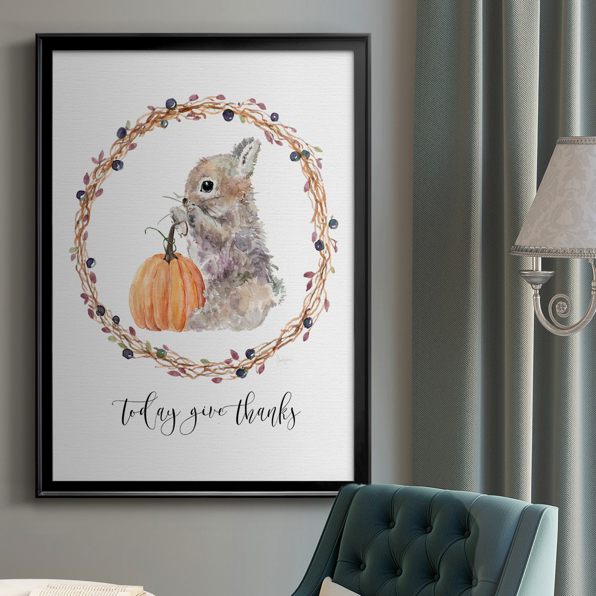 Harvest Home Bunny - Modern Framed Canvas Print