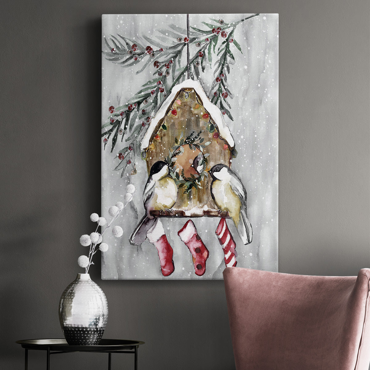 Winter Birds Premium Gallery Wrapped Canvas - Ready to Hang