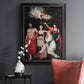 Classical allegorical painting honoring Linnaeus by Robert John Thornton in an ornate black frame with gilded inner detail displayed in a dark-toned interior setting.