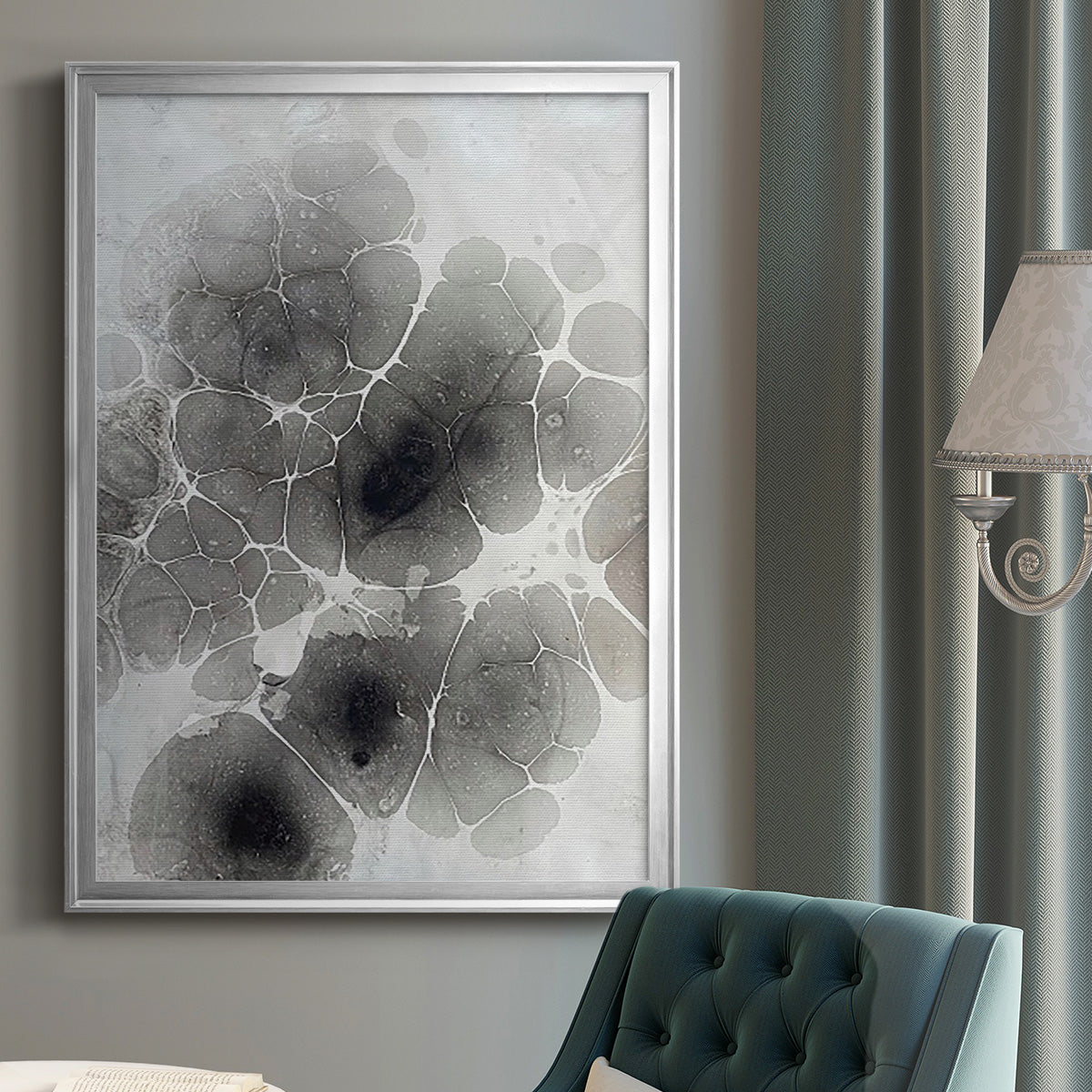 Marbling XI - Modern Framed Canvas Print