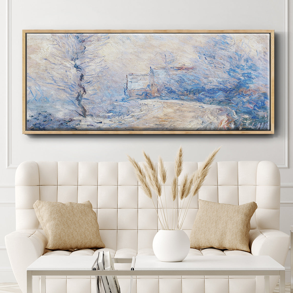 The Entrance to Giverny Under the Snow, 1885 - Floater Framed Canvas Print
